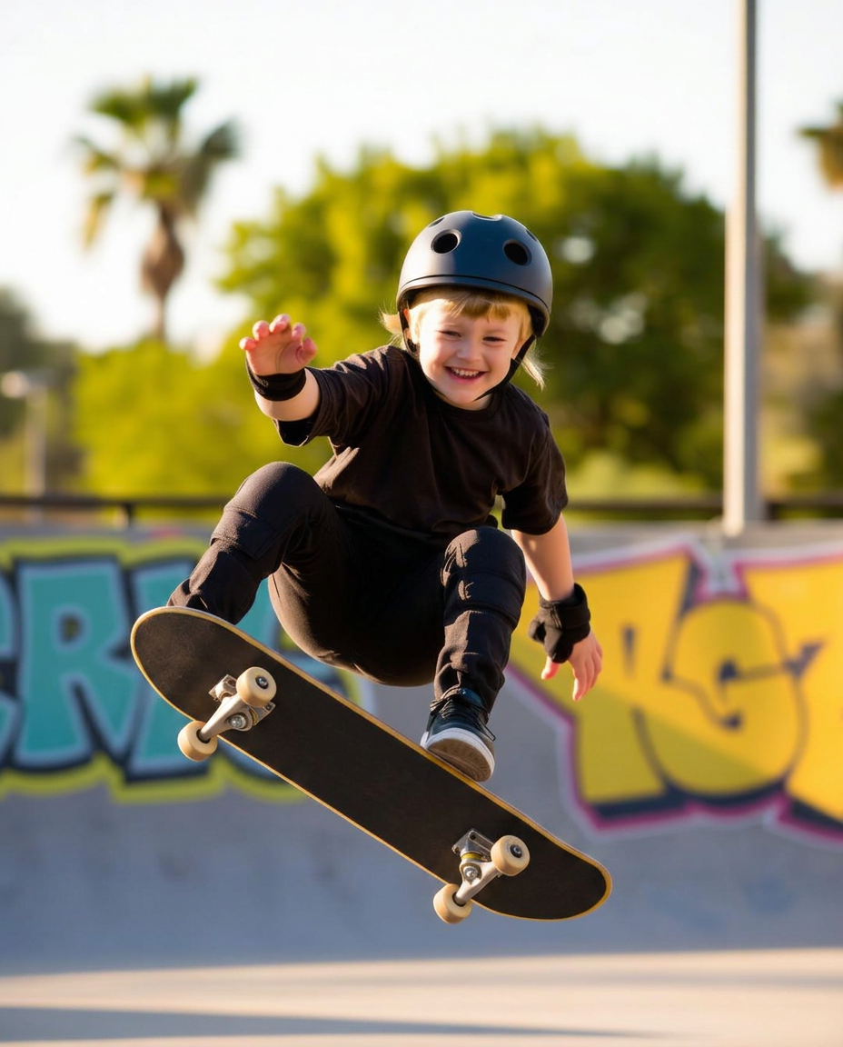 Young skater catching air